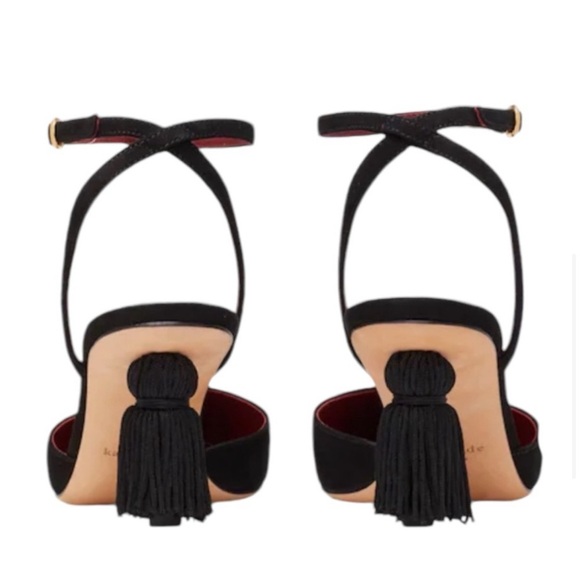 Kate Spade Voila Tassle Black Suede Women's Heels - Picture 7 of 11